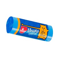 Мешки для мусора 20 л, синие, в рулоне 30 шт., ПНД, 8 мкм, 500х400 мм, Comfort, М0017 (МН 20-30с) в Благовещенске