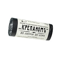 Мешки для мусора 30 л, черные, в рулоне 20 шт., ПНД, 7 мкм, 560х440 мм, Крепаномъ, 4607075710580 в Благовещенске