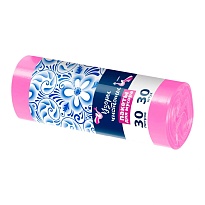 Мешки для мусора 30 л, розовые, в рулоне 30 шт., ПНД, 8 мкм, 560х480 мм, Узоры Чистоты, МУ3605 (ММЭ-30роз) в Благовещенске