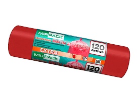 Мешки для мусора 120 л, красные, в рулоне 10 шт., ПНД, 14 мкм, 1100х700 мм, EXTRA, ex1201805 в Благовещенске