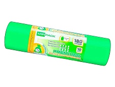Мешки для мусора 180 л, ароматизированные, зеленые, в рулоне 10 шт., ПВД, 35 мкм, 1100х930 мм, PREMIUM+, 180105301