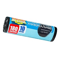 Мешки для мусора 180 л, с ушками, черные, в рулоне 10 шт., ПНД, 20 мкм, 1150х800 мм, Крепак, 4607075710498 в Благовещенске
