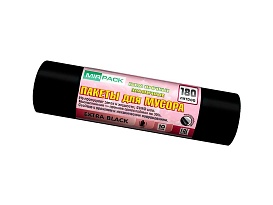 Мешки для мусора 180 л, ароматизированные, черные, в рулоне 10 шт., ПВД, 50 мкм, 1100х930 мм, EXTRA black, 18008301 в Благовещенске
