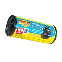 Мешки для мусора 120 л, черные, в рулоне 20 шт., ПНД, 15 мкм, 1100х700 мм, Крепак, 4607075710207 в Благовещенске