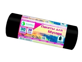 Мешки для мусора 30 л, черные, в рулоне 20 шт., ПНД, 7 мкм, 600х500 мм, MIRPACK Classik, 302040 в Благовещенске