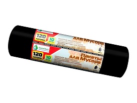 Мешки для мусора 120 л, черные, в рулоне 10 шт., ПНД, 12 мкм, 1100х700 мм, MIRPACK Classik, 1201011 в Благовещенске