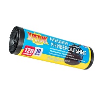 Мешки для мусора 120 л, черные, в рулоне 10 шт., ПНД, 15 мкм, 1100х700 мм, Крепак, 4607075710214 в Благовещенске