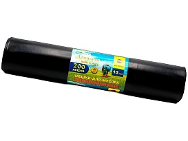 Мешки для мусора 200 л, ароматизированные, черные, в рулоне 10 шт., ПВД, 100 мкм, 1200х800 мм, Добрыня, Dob20010black в Благовещенске