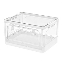 Ящик пластиковый складной прозрачный, дно белое, 490х360х280 мм, с колесиками в Благовещенске