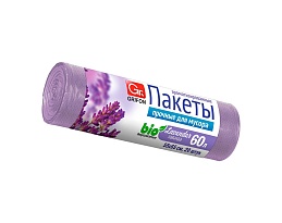 Мешки для мусора 60 л, ароматизированные, Лаванда, сиреневые, в рулоне 20 шт., ПНД, 9 мкм, 650х550 мм, GRIFON Aroma, 101-023 La в Благовещенске