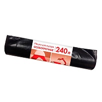 Мешки для мусора 240 л, черные, в рулоне 10 шт., ПВД 100 мкм, 1350х900 мм, Концепция Быта, 603887 в Благовещенске