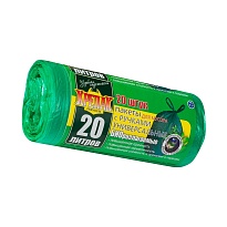Мешки для мусора 20 л, биоразлагаемые, с ручками, черные, в рулоне 30 шт., ПНД, 10 мкм, 550х440 мм, Крепак, 4607075710047 в Благовещенске