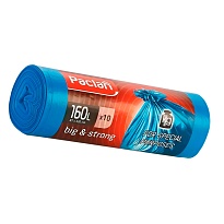 Мешки для мусора 160 л, синие, в рулоне 10 шт., ПВД, 21 мкм, 1200х870 мм, PACLAN Big&Strong, 604075 в Благовещенске