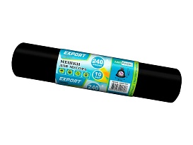 Мешки для мусора 240 л, черные, в рулоне 10 шт., ПВД 80 мкм, 1300х930 мм, EXPORT, exp 24010167 в Благовещенске