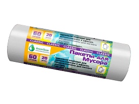 Мешки для мусора 60 л, белые, в рулоне 20 шт., ПНД, 7 мкм, 700х600 мм, MIRPACK Classik, 602052 в Благовещенске