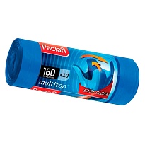 Мешки для мусора 160 л, с ушками, синие, в рулоне 10 шт., ПВД, 30 мкм, 1250х900 мм, PACLAN Multitop, 604064 в Благовещенске