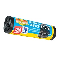 Мешки для мусора 180 л, черные, в рулоне 10 шт., ПНД, 20 мкм, 1150х800 мм, Крепак, 4607075710481 в Благовещенске