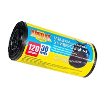 Мешки для мусора 120 л, черные, в рулоне 30 шт., ПНД, 15 мкм, 1100х700 мм, Крепак, 4607075710122 в Благовещенске
