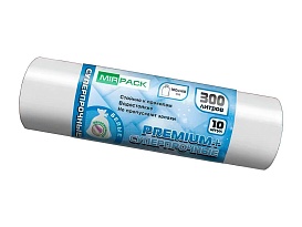 Мешки для мусора 300 л, белые, в рулоне 10 шт., ПВД 70 мкм, 1400х1000 мм, PREMIUM+, 300101602 в Благовещенске