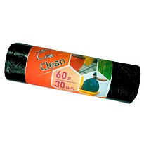 Мешки для мусора 60 л, черные, в рулоне 30 шт., ПНД, 6 мкм, 640х580 мм, Концепция Быта EcoClean, 603890 в Благовещенске