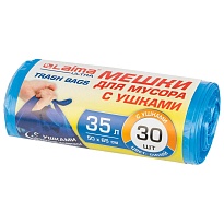Мешки для мусора 35 л, с ушками, синие, в рулоне 30 шт., ПНД, 11 мкм, 650х500 мм, LAIMA ULTRA, 607684 в Благовещенске