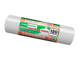 Мешки для мусора 120 л, белые, в рулоне 10 шт., ПНД, 14 мкм, 1100х700 мм, EXTRA, ex1201803 в Благовещенске