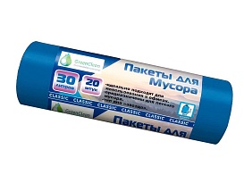 Мешки для мусора 30 л, синие, в рулоне 20 шт., ПНД, 7 мкм, 600х500 мм, MIRPACK Classik, 302041 в Благовещенске