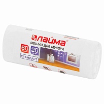 Мешки для мусора 60 л, белые, в рулоне 20 шт., ПНД, 7 мкм, 680х580 мм, LAIMA, 605539 в Благовещенске