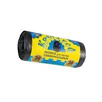 Мешки для мусора 30 л, с ушками, черные, в рулоне 30 шт., ПНД, 8 мкм, 580х460 мм, Крепакоф, 4607075710238 в Благовещенске