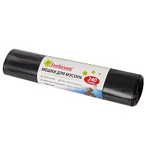 Мешки для мусора 240 л, черные, в рулоне 5 шт., ПВД 30 мкм, 1300х900 мм, Любаша, 605338 в Благовещенске
