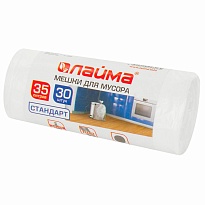 Мешки для мусора 35 л, белые, в рулоне 30 шт., ПНД, 6 мкм, 550х480 мм, LAIMA, 605538 в Благовещенске