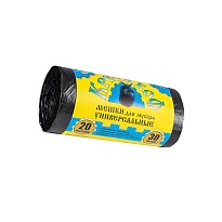 Мешки для мусора 20 л, с ушками, черные, в рулоне 30 шт., ПНД, 10 мкм, 550х440 мм, Крепакоф, 4607075710221 в Благовещенске